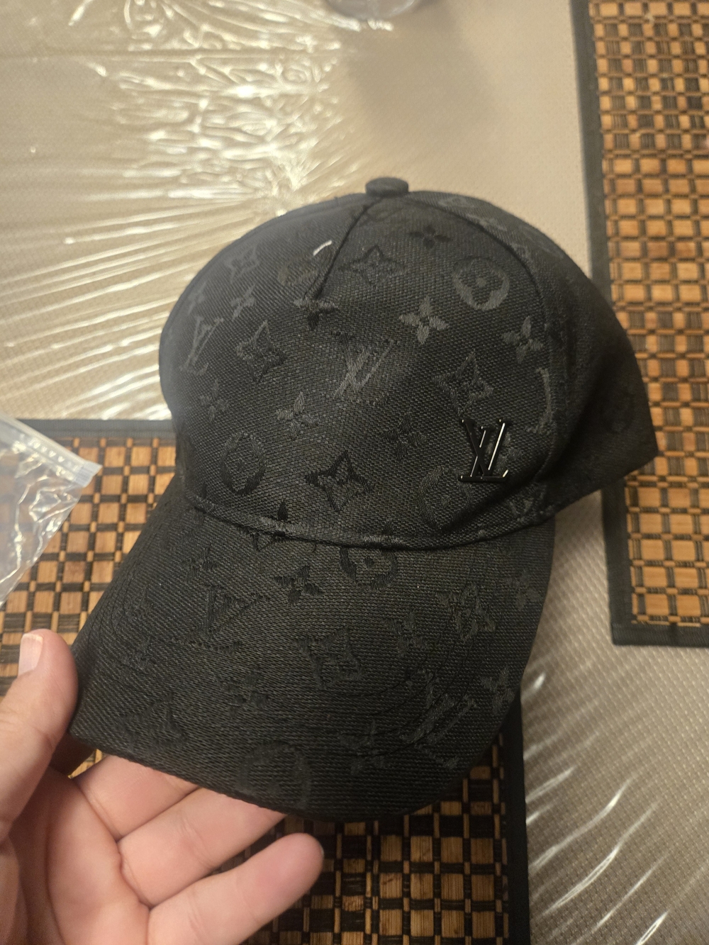 Louis Vuitton Black Monogram Baseball Cap